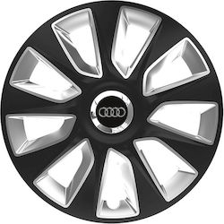 Versaco Car Hubcap Set Stratos Rc with Audi Emblem 15" 4pcs Black /Silver