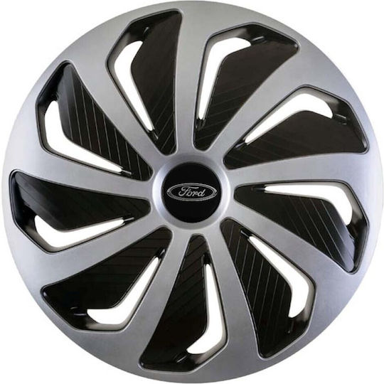 Versaco Car Hubcap Set Wind Sb Cbx with Ford Emblem 15" 4pcs Silver