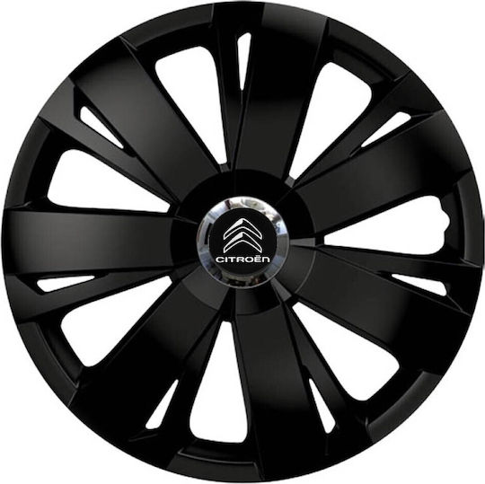 Versaco Auto Radkappen Set Energy Cbx mit Marke Citroen 4Stück 16" Schwarz