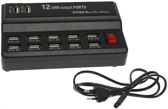 Factory USB Хъб 12 Порта USB 2.0 с Връзка USB-A