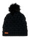Pom Pom Beanie Fleece Beanie Knitted in Black color