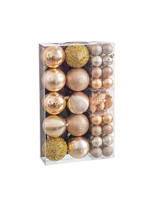 BigBuy Christmas Ball Ornament Gold 50pcs