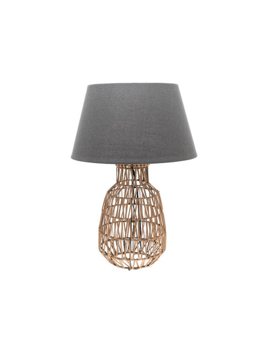 Zen Collection Table Lamp with Gray Shade and Brown Base