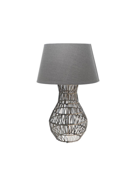 Zen Collection Table Lamp with Gray Shade and Brown Base