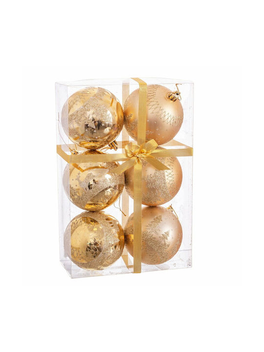 BigBuy Christmas Plastic Ball Ornament Gold 8cm