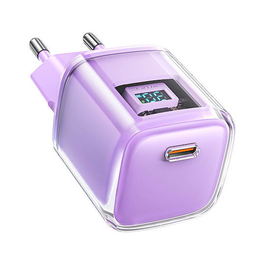Acefast Charger Without Cable GaN with USB-C Port 30W Power Delivery Purple (A53 Sparkling)