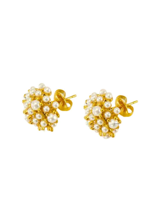 Charmy Earrings made of Steel Gold Plated with Pearls