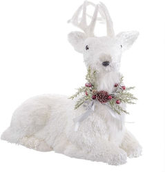 BigBuy Weihnachtsfigur Hirsche Weiß 63x60x37cm S8803624