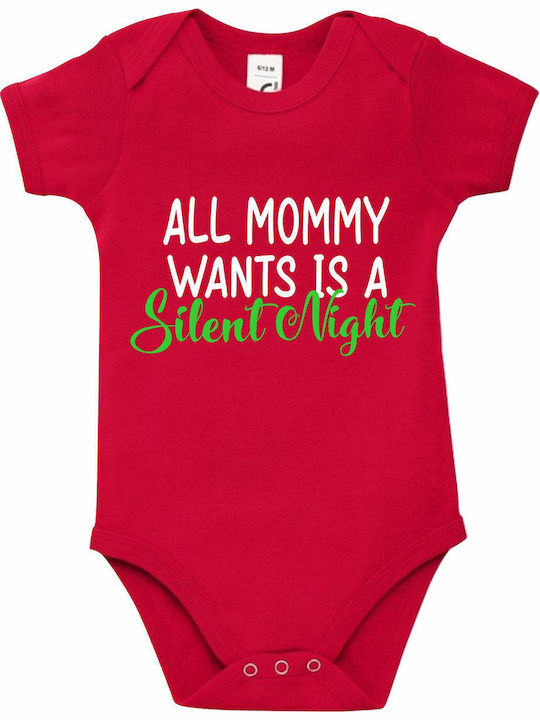 kirikoko All Mommy Wants Is A Silent Night Christmas Kurzärmelig Bright Red