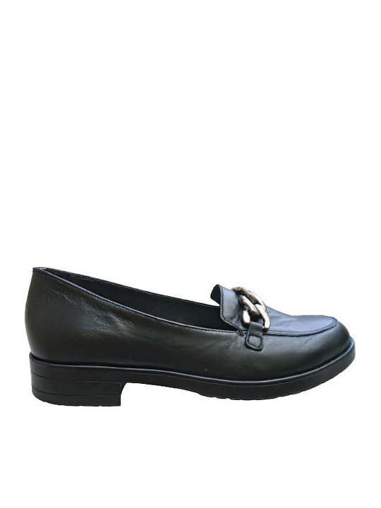 Δερμάτινα Γυναικεία Loafers σε Μαύρο Χρώμα