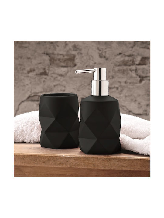 Kleine Wolke Crackle Bathroom Accessory Set Black 2pcs