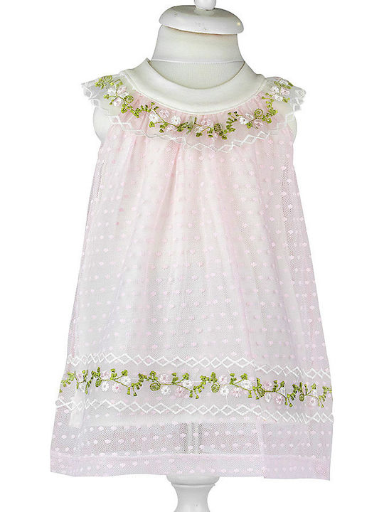 Rochie Fete Fără Mâneci Din Tulle Cu Buline Albe