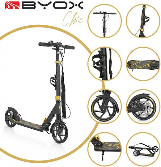 Byox Kids Scooter Foldable Chic 2-Wheel for 8+ Years Black