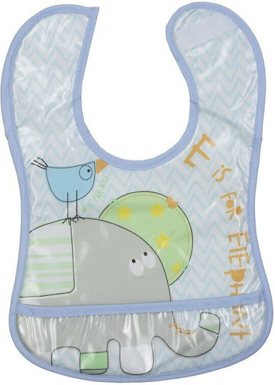 Kamtex Baby Waterproof Bib Fabric with Hoop & Loop Fastener & Pocket Light Blue