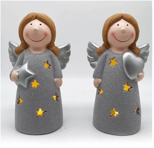 +Efo Christmas Ceramic Silver Battery Lantern 17.8x10.5cm 2pcs