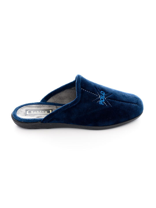 Sabino Winterliche Herrenhausschuhe Blau