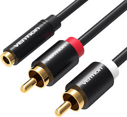 Vention 3.5mm Jack Cable 3.5mm Female - 3x RCA Male Black 1.5m VAB-R01-B150