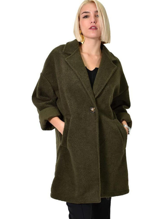 Women's Khaki Coat with Buttons