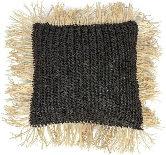 Bazar Bizar Μαξιλαροθήκη The Raffia Black 40x40εκ.