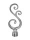 TnS Curtain wood ends made of Metal Silver 1pcs