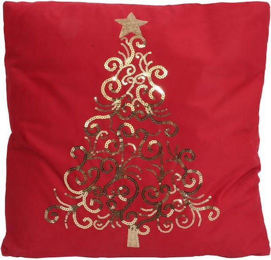Fylliana "xmas Tree" Χριστουγεννιάτικο Διακοσμητικό Μαξιλάρι Τετράγωνο Κόκκινο 45x45εκ.