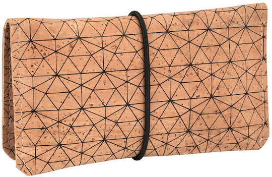 Tobacco Pouch Made of Beige Artificial Leather Handmade with Cord 15.5x8cm