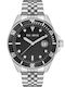 Paul Lorens Men's Battery Watch With Silver Black Metal Bracelet