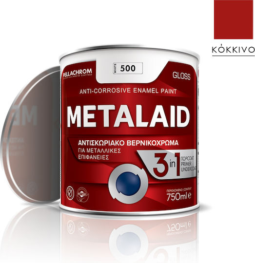 Pellachrom Βερνικόχρωμα Αντισκωριακό Metalaid 0.75lt 513 Carmine Red