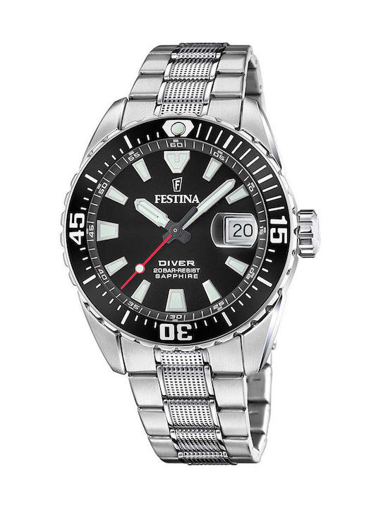 Festina Divers Watch Battery with Silver Metal Bracelet