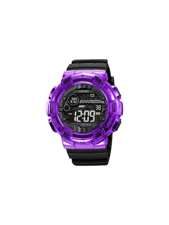 Skmei Ψηφιακό Ρολόι Μπαταρίας με Καουτσούκ Λουράκι Black/Purple