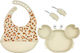 Queen Mother Silicone Baby & Kids Feeding Set with Beige Anti-Slip Base 4 Pieces for 6+ Months