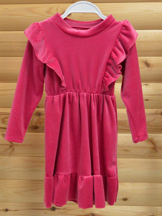 Extan Bebe Mädchen Kleid Samt Fuchsia