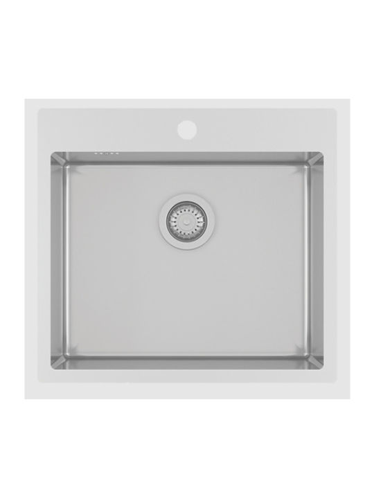 Helika Helika Luna LUN100N Поддръжка Мивка Inox Ш55xД50.5см Сребрист