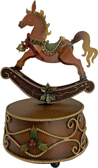 Etoile De Crăciun Metalică Figurină Cal Înălțime 17cm. cu Muzică