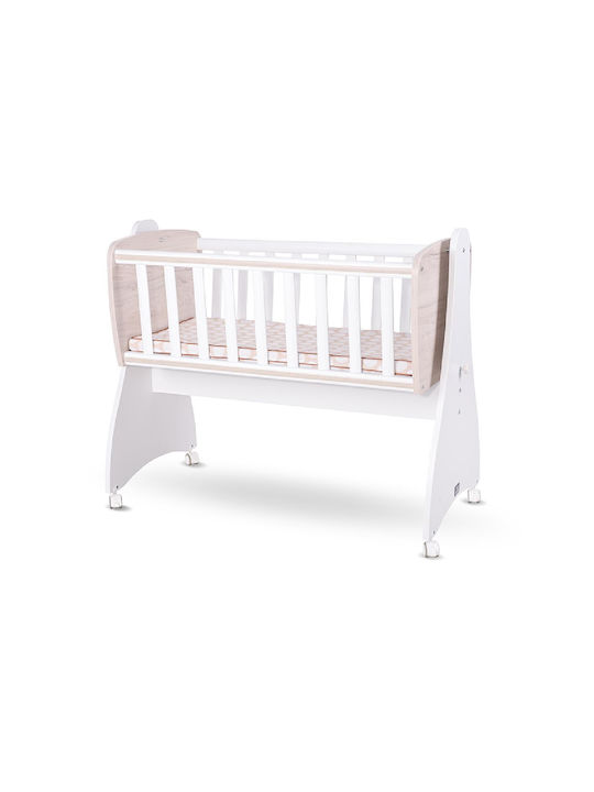 Lorelli Cradle First Dreams with Mattress, Side Opening, and Wheels White & Light Oak