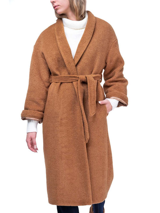 MY T Women's Midi Coat cognac