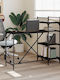 Desk Wooden Black with Metal Legs 120x47x109cm