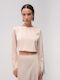 Sandra Women's Crop Top Long Sleeve Beige