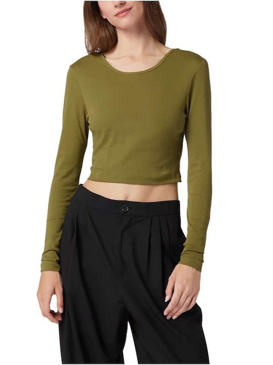 Only Women's Crop Top Cotton Long Sleeve Ladi