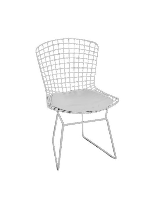 Bertoya-ch Dining Room Metallic Chair ΛΕΥΚΗ 52x60x80cm