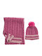 Set with Beanie Knitted in Fuchsia color