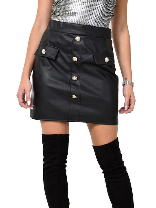 Potre Δερμάτινη Mini Φούστα σε Μαύρο χρώμα