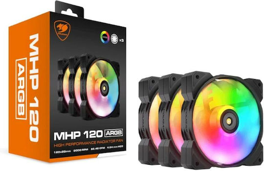 Cougar MHP 120 Ventilatoare Pentru Carcasă (2000rpm) Cu Iluminare ARGB Și Conexiune 4-Pin PWM 3 Bucăți