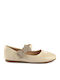 Kids Patent Leather Ballerinas with Hoop & Loop Closure Beige