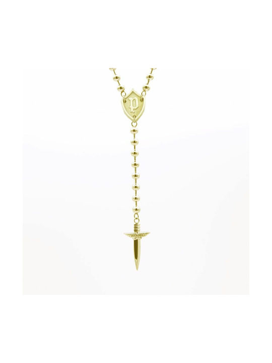 Police Men's Cross from Gold Plated Steel with Chain