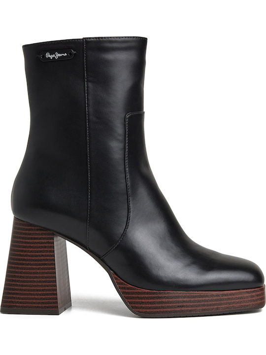 Abba Wood Women's Ankle Boots Black