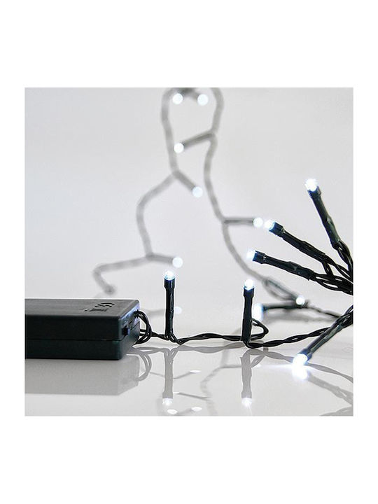 20 Lights LED 1.9m. White Battery in String 1pcs