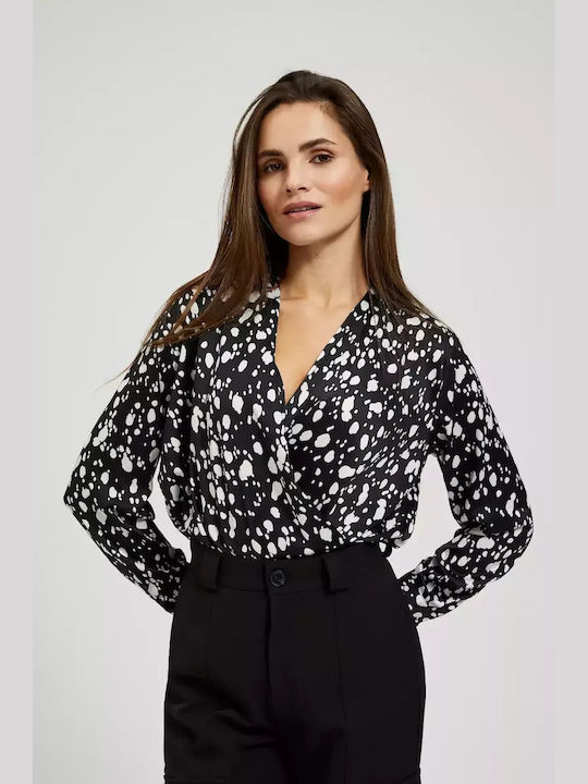 Make your image Women's Blouse Long Sleeve BLACK-WHITE