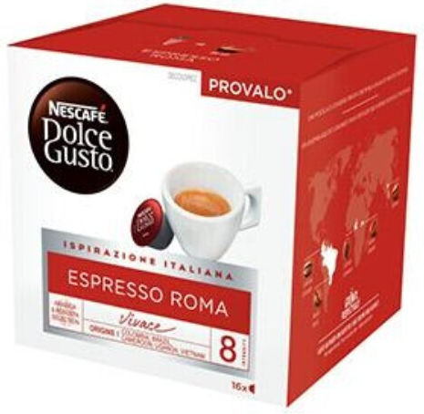 Nescafe Kaffee- und Getränkekapseln Espresso Dolce Gusto Espresso Roma Kompatibilität mit Maschine Dolce Gusto 16 Stück