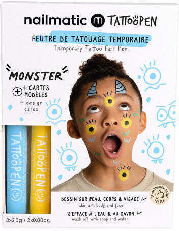 Nailmatic Tattoopen Hautmalset mit Monster Designs Kinder Tattoos